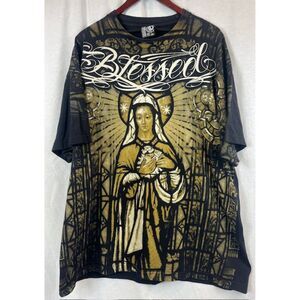 Vintage Virgin Mary Big Print Dyse One T Shirt Tee sz XXL 2XL Jesus Religious
